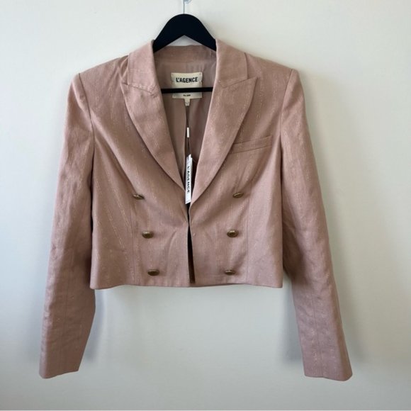 L’AGENCE Inez Linen Blend Crop Blazer - Picture 6 of 15